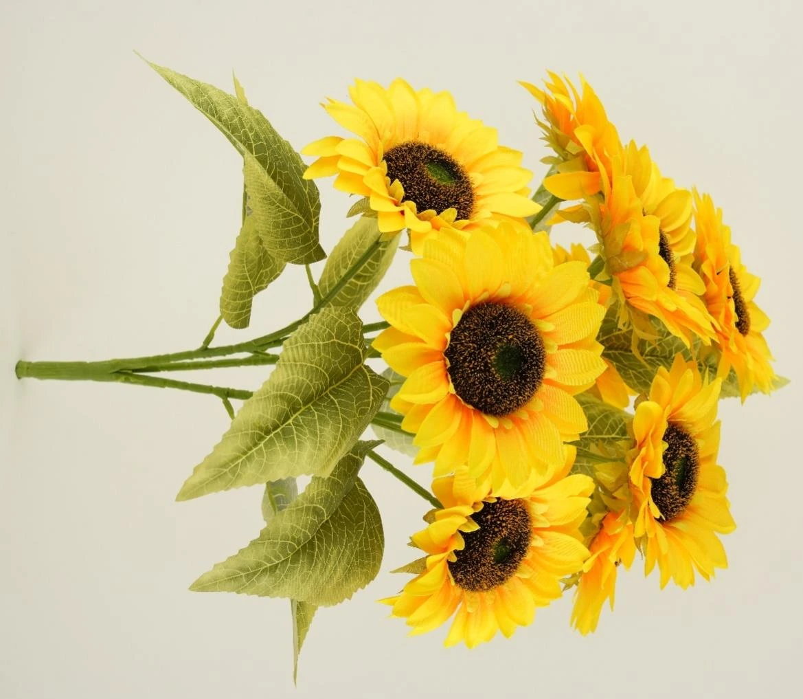 Sunflower Bunch x7 With Leaves 13cm x 50cm